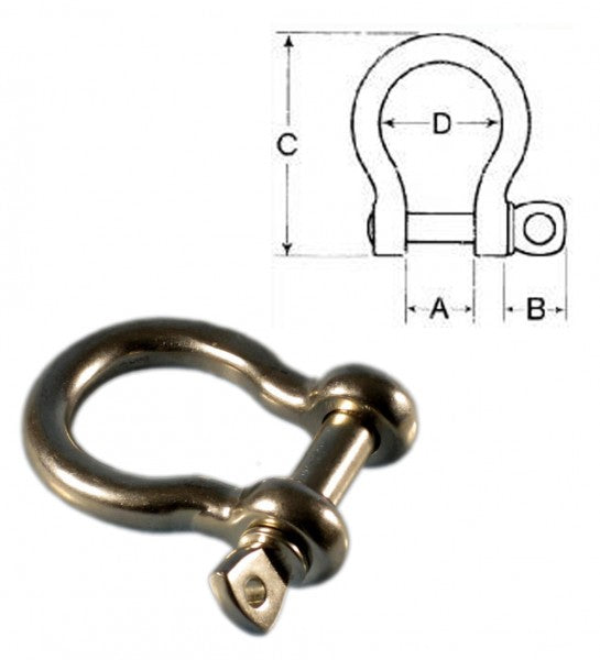 Schäkel geschweift Edelstahl 8 mm