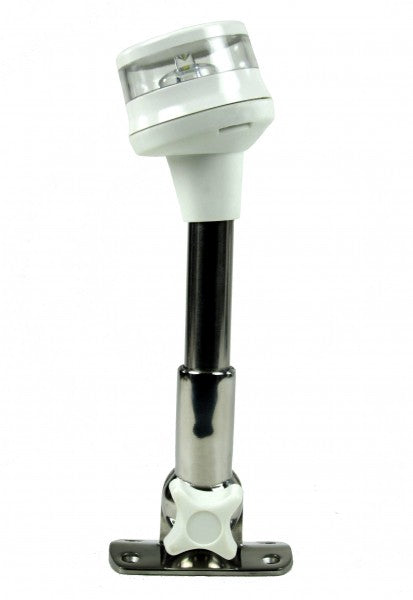 Klappbarer LED-Lichtmast Edelstahl Weiß 23cm GEMINI, Stoßfest & 360° Drehbar, RINA-zertifiziert