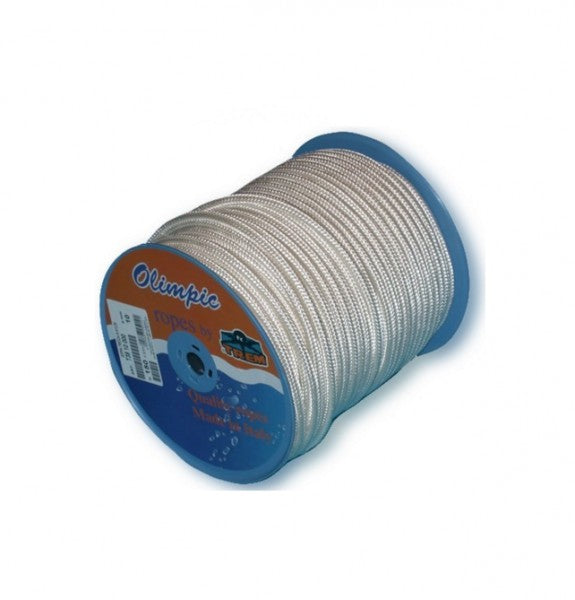 Nylon leash 2 meters 5mm braided, rope, high strength and white