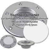 Kunststoff Tischbeinunterteil Deckaufbau 53mm hoch, Montagesystem, inklusive Abdeckungen - (Optional mit Abdeckungen)