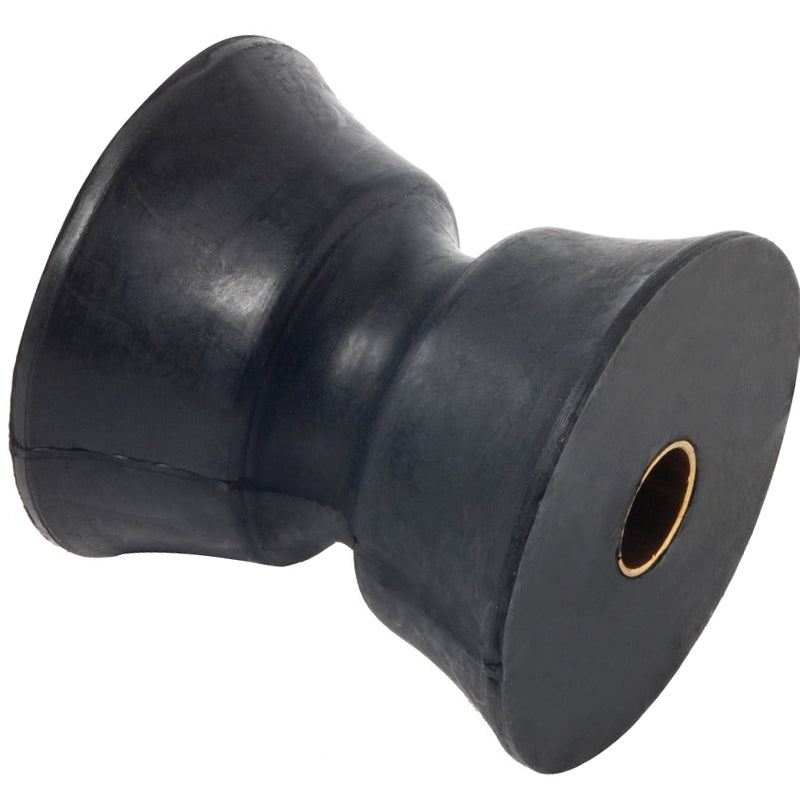 Ersatzbugrolle Hartgummi 71 x 74 mm, Bugrad schwarz, mit Messinghülse