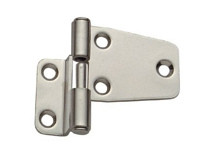 Hinge offset stainless steel, highly polished, eccentric hinge, left version