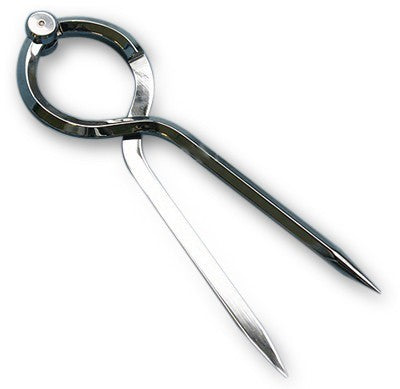 Einhandzirkel hochglanz verchromt, Zirkel, Messing 190mm
