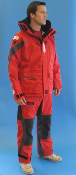 Segeljacke und Hose Set, Segelbekleidung aus 4 Lagen Cordura, leicht und schnell trocknend, rot, Größe S