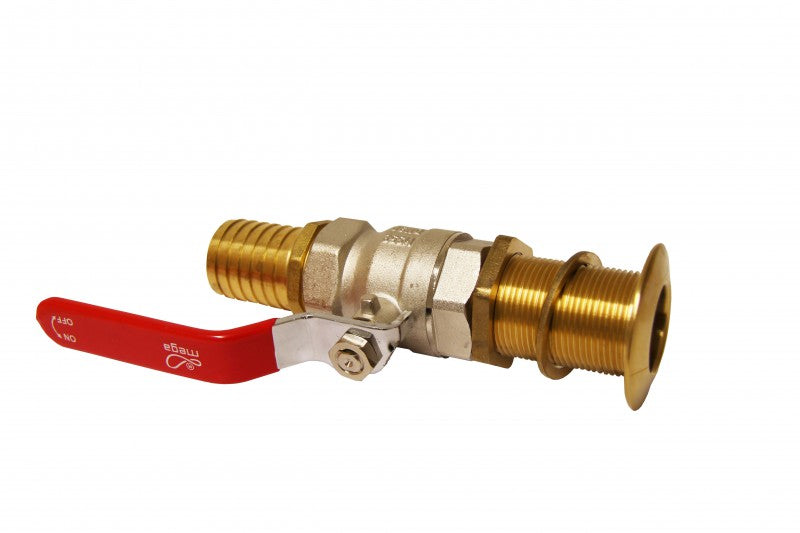 Seeventil Messing 1-1/4 Zoll On-Off Kugelhahn, beidseitiges Innengewinde, für max. Wandstärke 48 mm