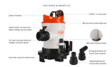 SEAFLO Bilge Pump 12V/24V Stainless Steel Shaft, High Performance Pump, Easy to Clean - 350 - 800 G