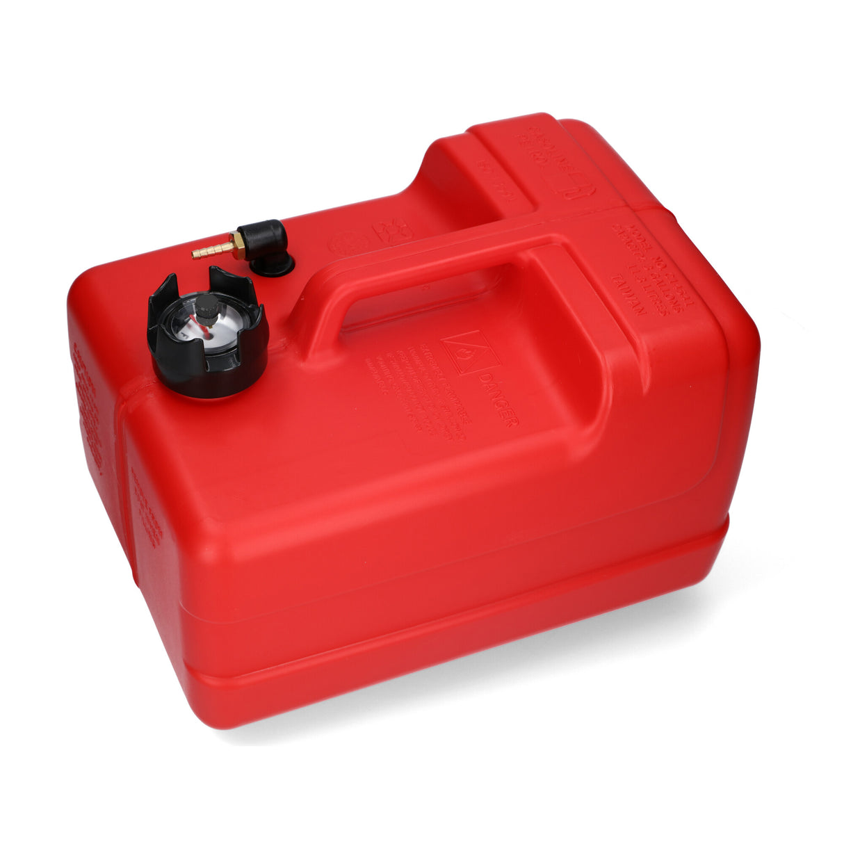 Red HDPE fuel tank with level indicator, ISO-certified for petrol and diesel - 11.3 litres