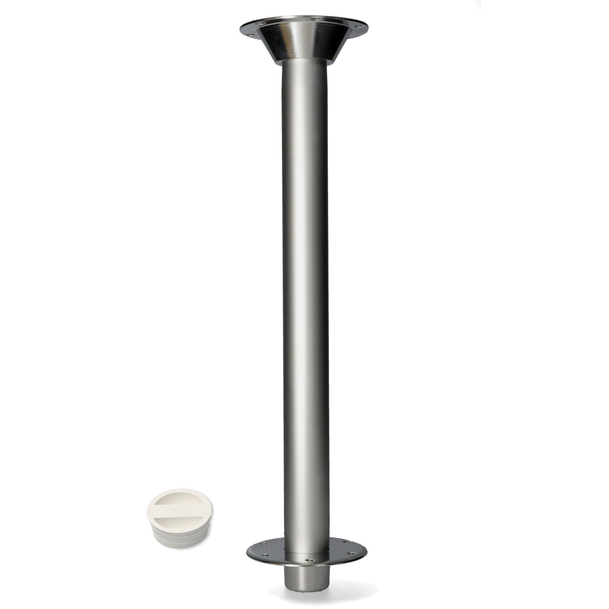 Tischträgerkomplettset - Aluminium eloxiert, Tischrohre 60 mm Durchmesser, vielfältige Ausführungen verfügbar - 60 - 80 cm (Optional mit Abdeckstopfen)