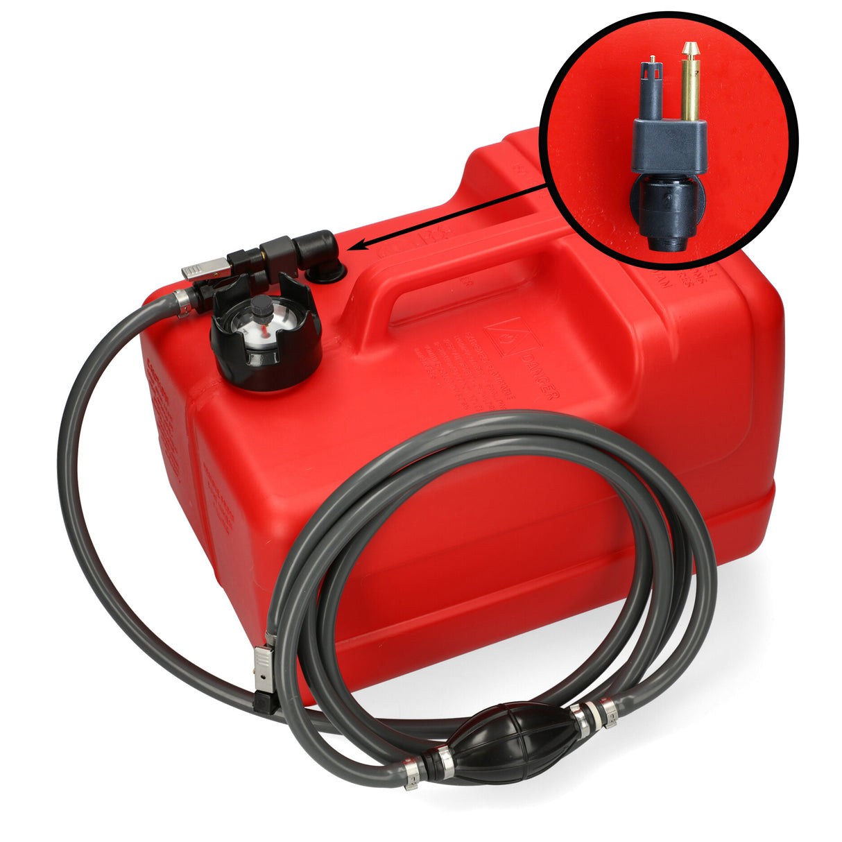 Mercury fuel tank red, manual level indicator, ISO standard 13591, HDPE for gasoline and diesel -