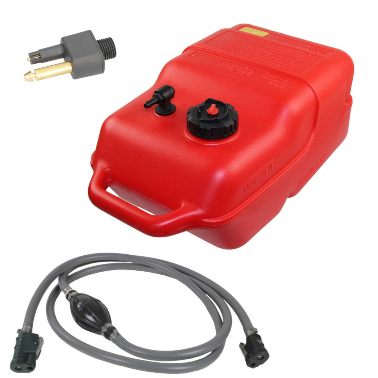 Big Joe Kraftstofftank 12 Liter für Mercury/Mariner Außenborder, HDPE mit Sicherheitsverschluss, inkl. Adapter und Filter - (Optional mit Schlauch)