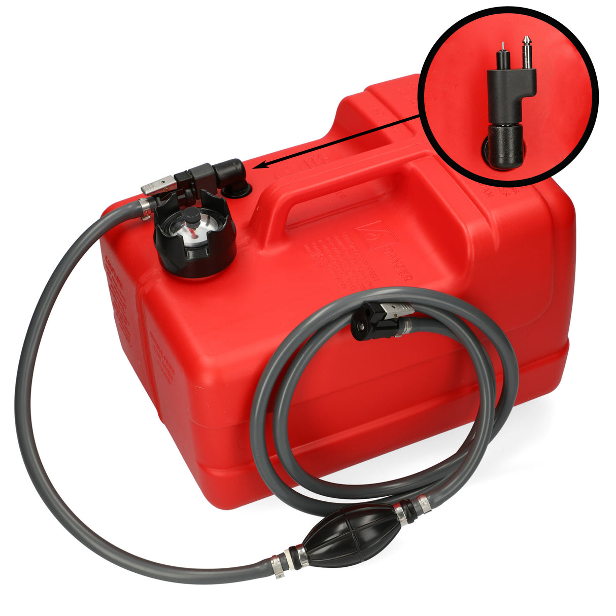 Yamaha fuel tank red, HDPE with manual level indicator, ISO-certified for petrol and diesel -