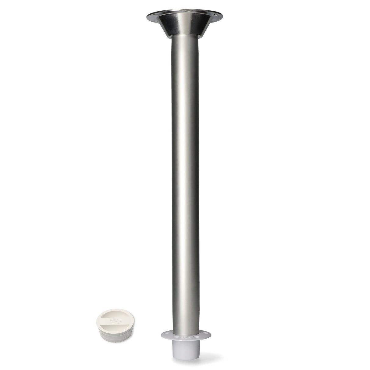 Tischträgerkomplettset - Aluminium eloxiert, Tischrohre 60 mm Durchmesser, vielfältige Ausführungen verfügbar - 60 - 80 cm (Optional mit Abdeckstopfen)