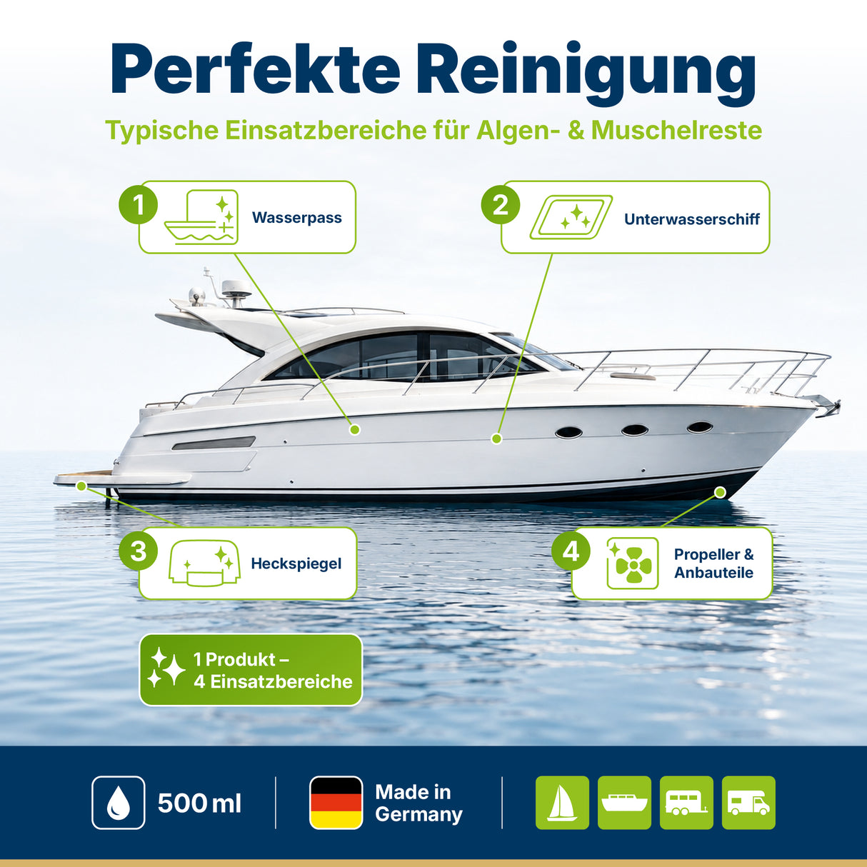 awn Algen- & Muschelentferner, für Unterwasserschiff, Wasserpass und Antrieb, 500 ml