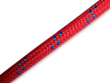 Polypropylenleine 2 Meter, 8 mm Durchmesser, schwimmfähig, rot mit blauem Kennfaden, hohe Zugfestigkeit, UV- und verrottungsbeständig, chemische Widerstandsfähigkeit