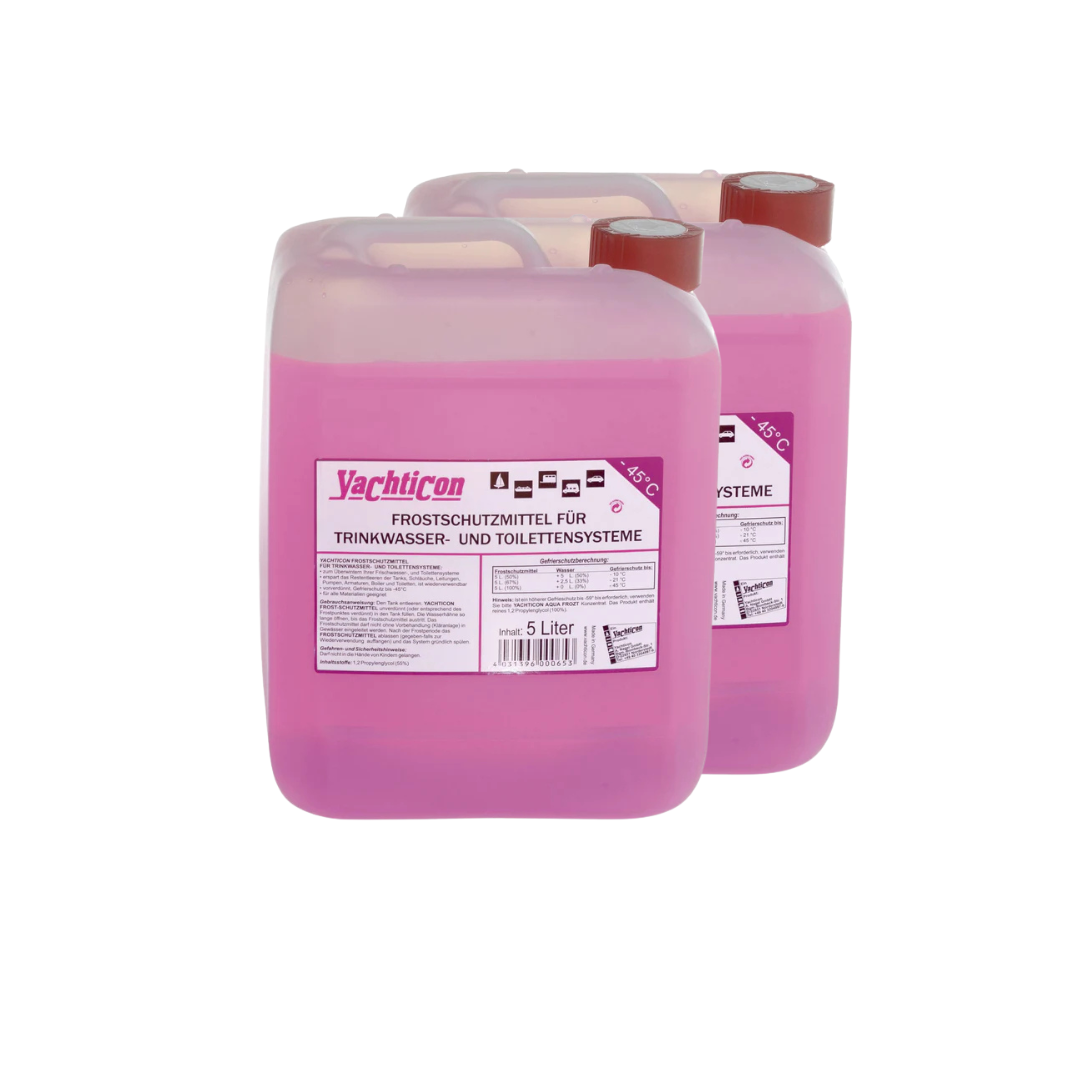 Yachticon Frostschutzmittel Gefrierschutz bis -45 °C, Antifrostmittel, Einfache Anwendung für Trinkwasser- und Toilettensysteme