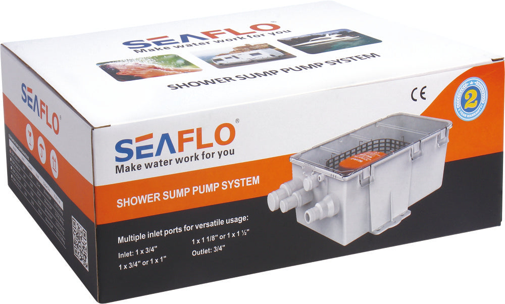 SEAFLO ® Automatik Duschpumpensystem Sahara 600/750 GPH, wasserdichte Abwasserpumpe, wartungsfreundlich für Boot und Caravan - (Optional mit 12V)