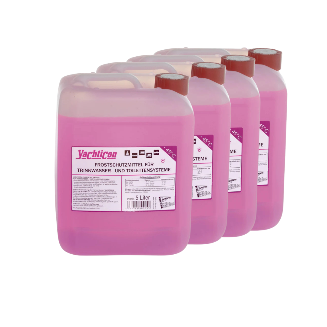 Yachticon Frostschutzmittel Gefrierschutz bis -45 °C, Antifrostmittel, Einfache Anwendung für Trinkwasser- und Toilettensysteme