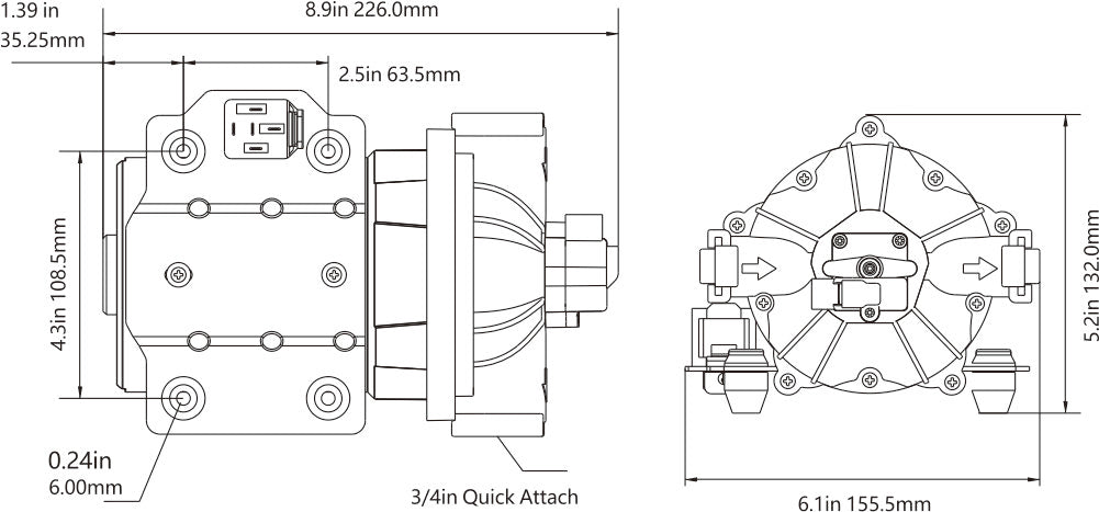 SEAFLO ® pressure water pump 26.5 l/min 12V with five-chamber diaphragm