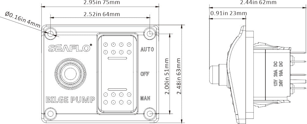 SEAFLO ® Schaltpaneel für Bilge Pumpe