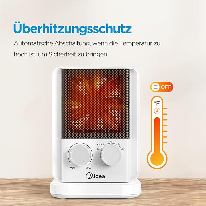 Midea NTY 20-22 E (WH) Keramik Heizlüfter 2000 Watt mit Eco-Modus