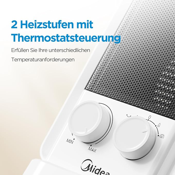 Midea NTY 20-22 E (WH) Keramik Heizlüfter 2000 Watt mit Eco-Modus