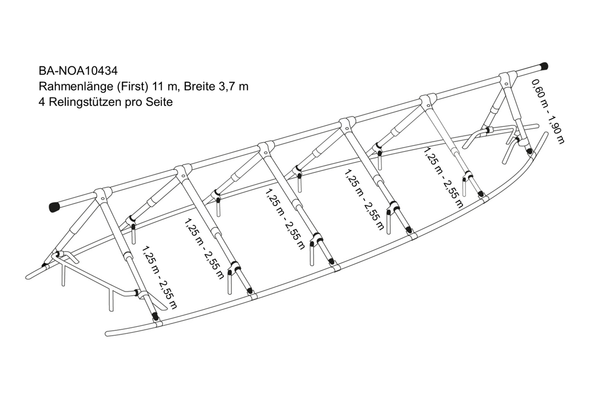 NOA Winterlageplanen-Überhanggestell, Schutzgestell, optimaler Schutz für Boote, vers. Längen wählbar