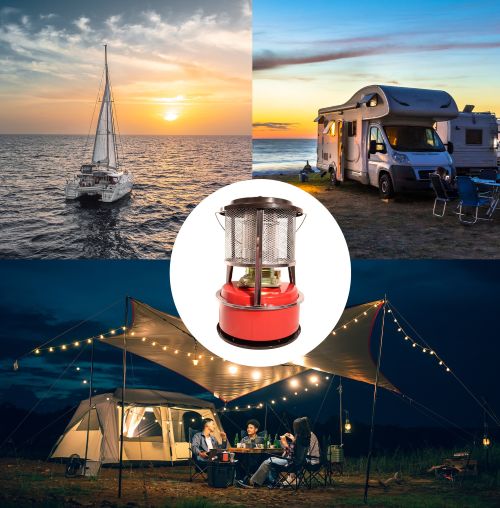 OceanTEC Petroleum-Heizung 5,3 L Tank – 8.400–10.000 BTU/h (2,46–2,93 kW) – mit Flammlöschfunktion & Kippschutz – Outdoor Heizgerät für Boot, Camping & Garten