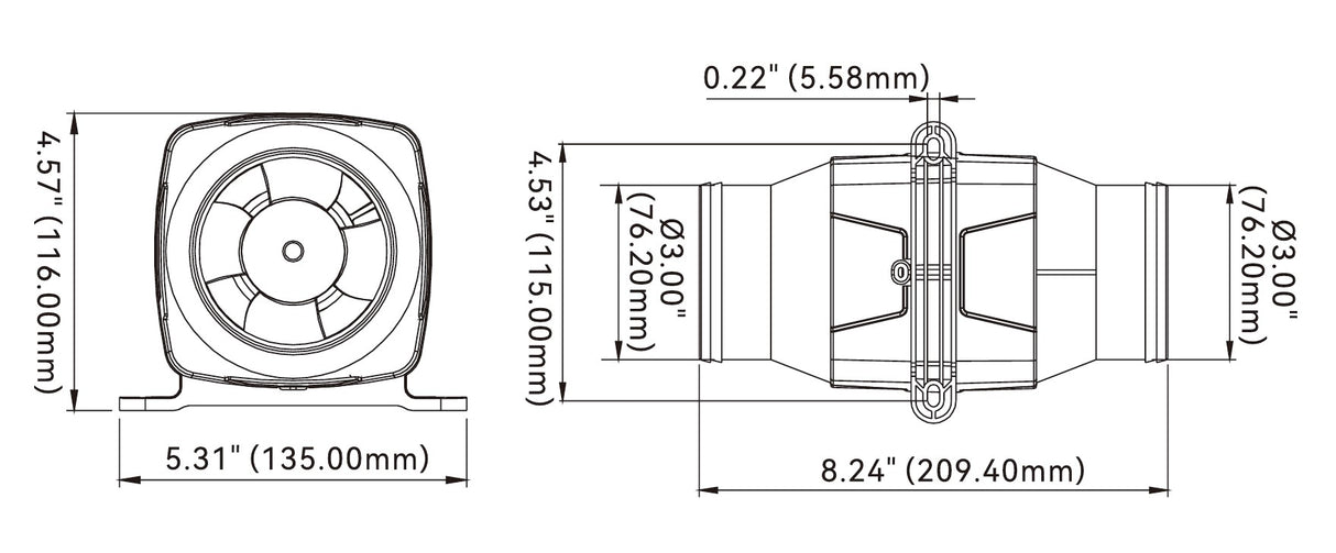 SEAFLO ® Blower Motorraumlüfter - 3"/4" - 12/24V - Ausführung wählbar