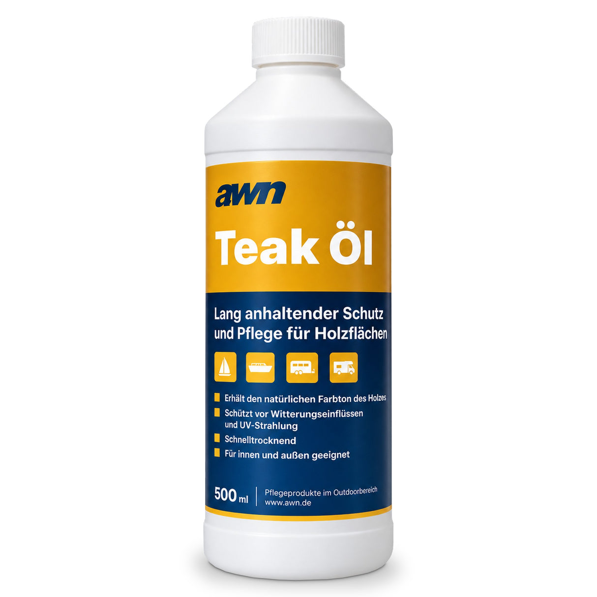 awn Teak Öl, natürliche Holzpflege mit UV-Schutz, wasser- und salzwasserbeständig, 500 ml