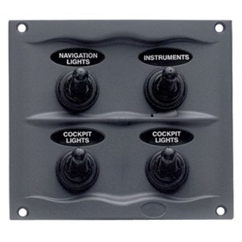 BEP Schalttafel Wasserdicht Graphit 4xOn/Off, DC Sicherungshalter IP56, Kompaktpanel Spraydicht