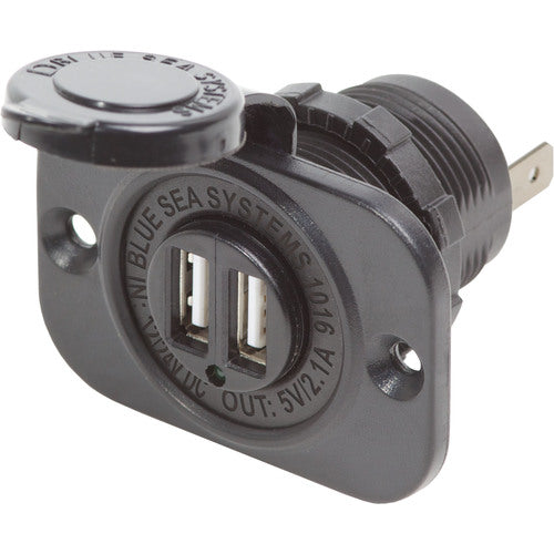 Blue Sea Ladegerät Dual USB 2.1A 12/24V, USB-Ladegerät, Korrosionsbeständigkeit und Kompatibilität mit den meisten Mobilgeräten
