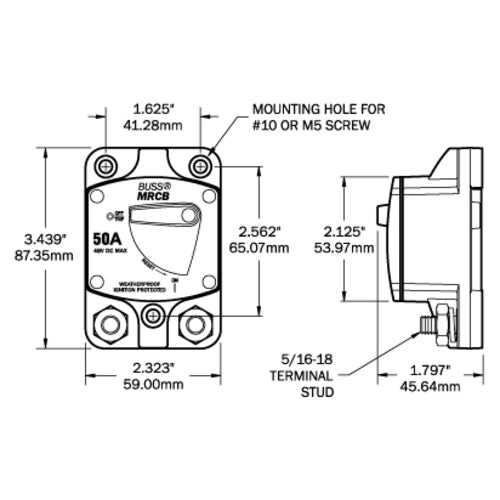 Blue Sea Leistungsschalter 100A wasserdicht, Circuit Breaker, robust zündgeschützt