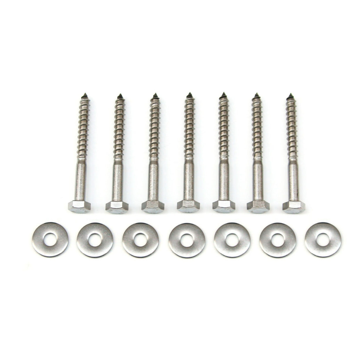 SeaEQ Montage-Set 2 für Wall Performer Stegfender, Sechskant-Holzschrauben und Scheiben, Edelstahl, 10x100 mm Schrauben