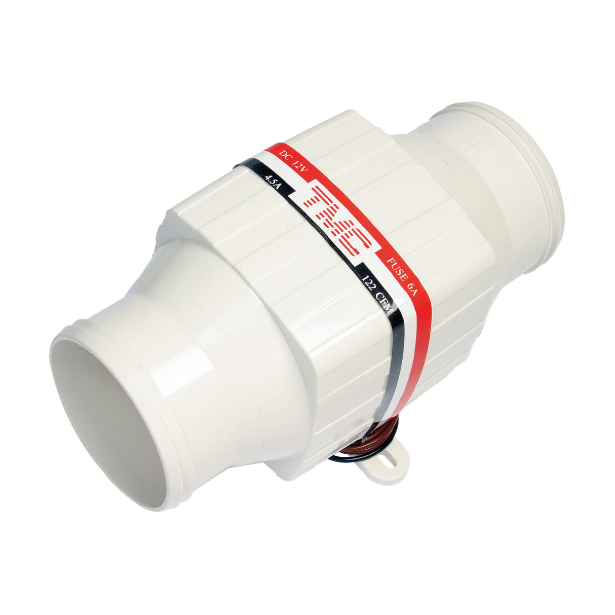 Blower for bilge and engine compartment ventilation, plastic, 75 mm hose connection, no hose clamps required, powerful 3.65 m³/min, 12 V