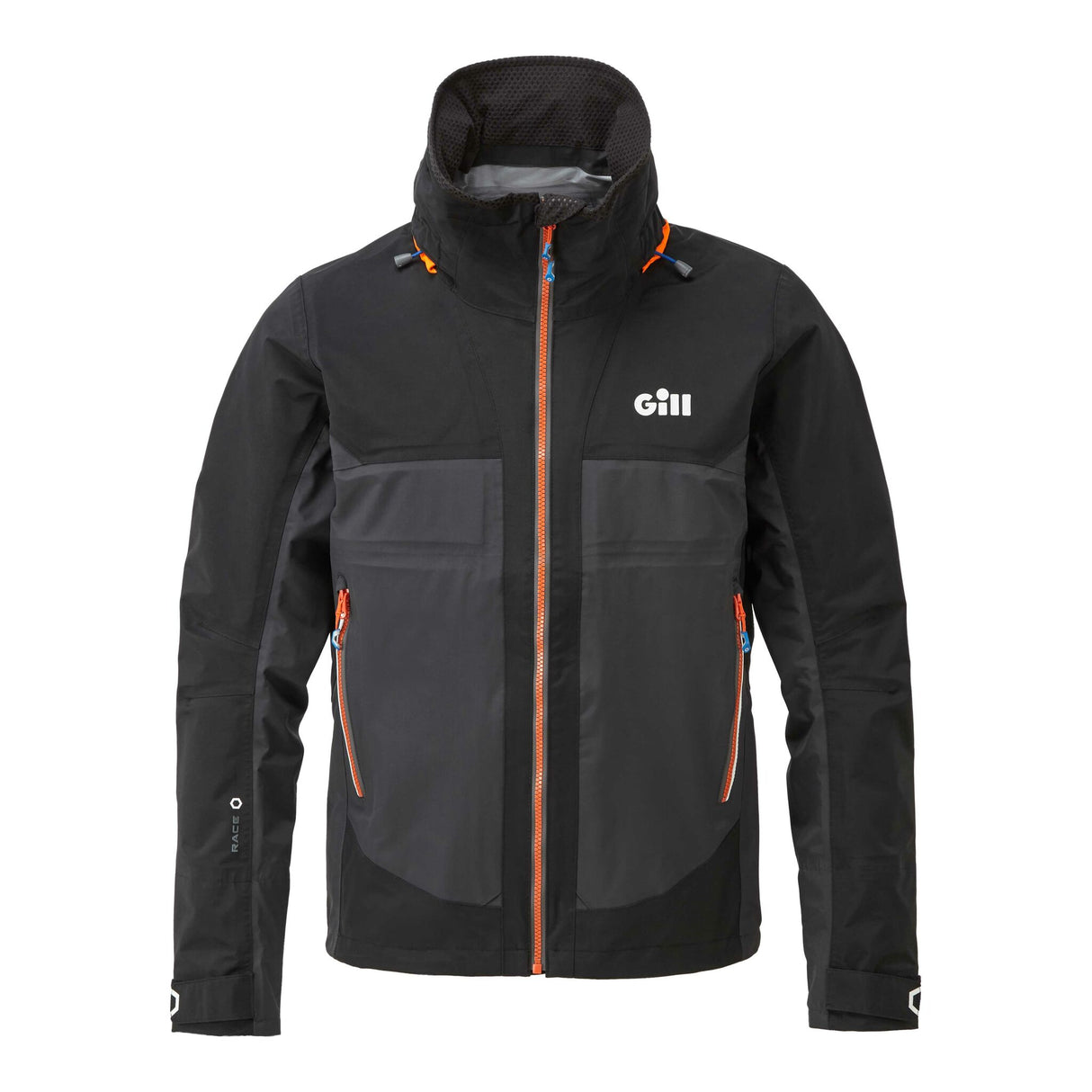 Gill Coastal-Jacke RACE FUSION für Damen und Herren, wasserdichte Segeljacke, Atmungsaktivität, winddicht, 360° Sichtbarkeit - S – XXL Farbe schwarz, orange