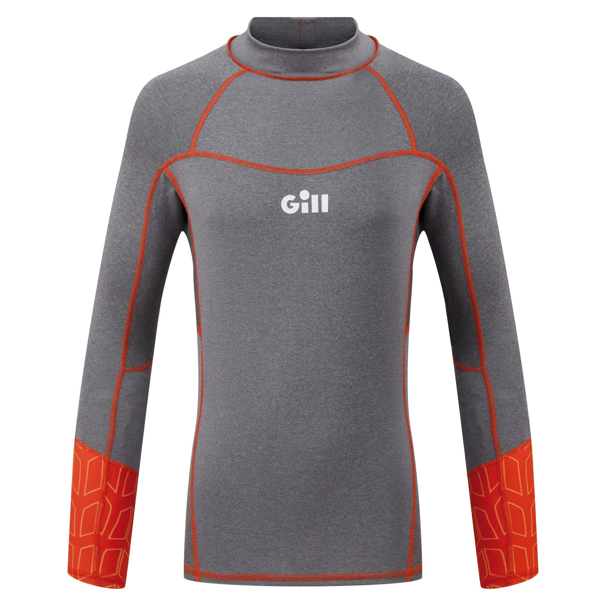Gill Kinder-UV-Langarmshirt Pro Rash Vest, UV-Schutz 50+, schnell trocknend, maximaler Komfort und Bewegungsfreiheit - JL – JM, grau-melange oder orange