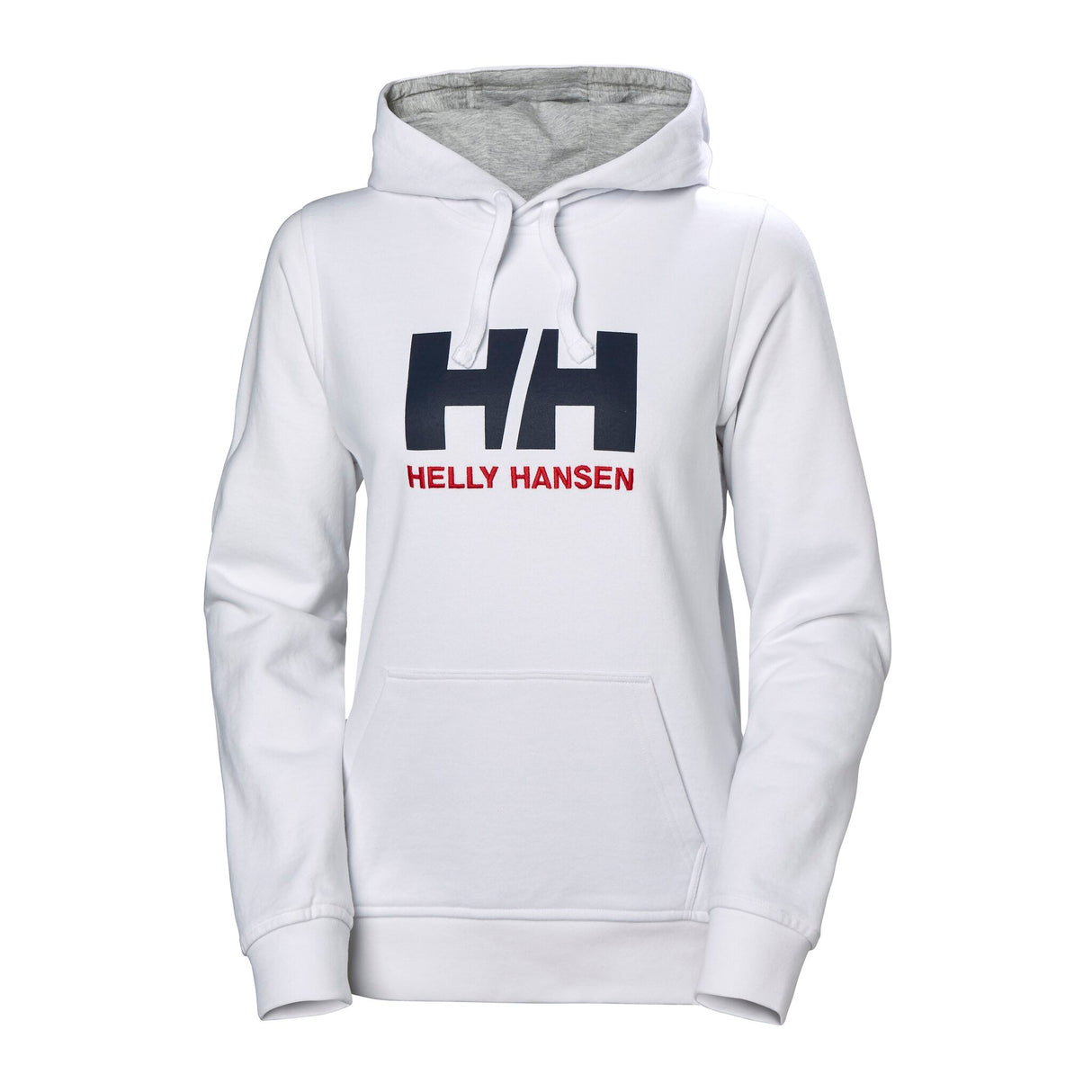 Helly Hansen Damen-Hoodie HH LOGO aus Bio-Baumwolle, bequemer Sweatshirt mit Kapuze und Kängurutasche - 36 - 42, navy oder weiß