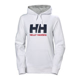 Helly Hansen Damen-Hoodie HH LOGO aus Bio-Baumwolle, bequemer Sweatshirt mit Kapuze und Kängurutasche - 36 - 42, navy oder weiß
