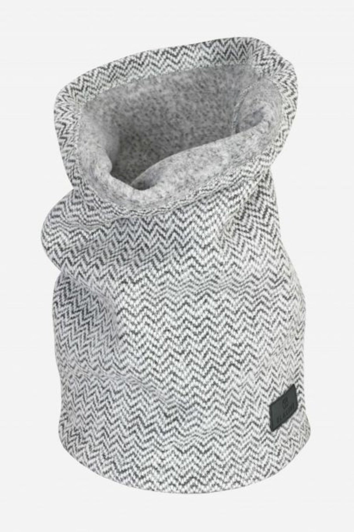 Knitted fleece tube scarf with zigzag pattern, loop scarf, sustainable and bluesign® certified