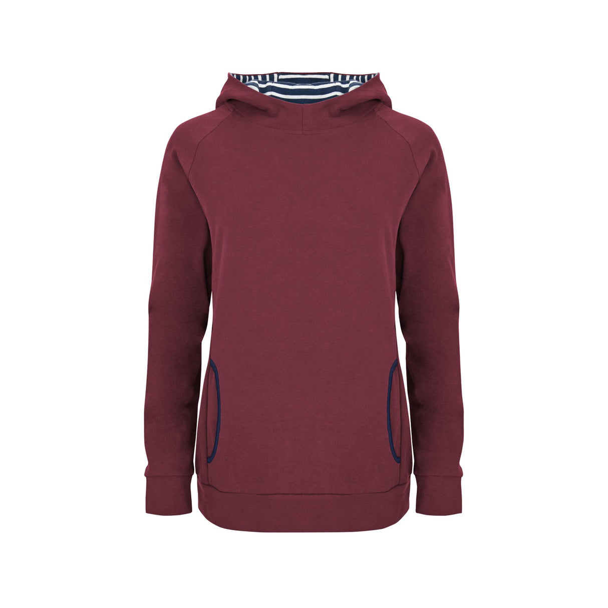 Elkline women's hoodie DIZZY, dark red, maritime style, comfortable material made of 95% organic cotton - 38 - 44