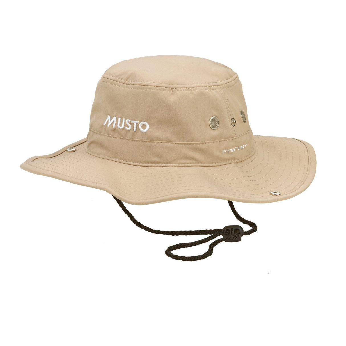 MUSTO Brimmed Hat mit DWR-Beschichtung, wasserabweisend & UV-Schutz LSF40, optimaler Halt durch Kordelzug - S – L oder weiß, light stone