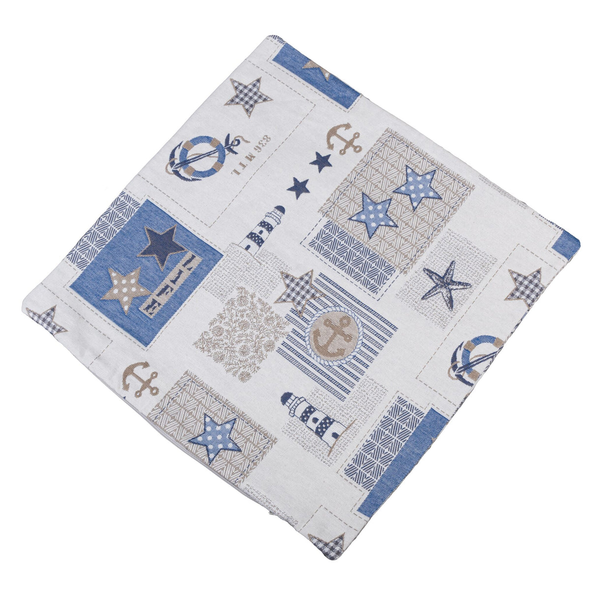 Kissenhülle Patchwork Maritime Motive 40x40 cm, Kissenbezug, Polyester-Baumwoll-Mischung