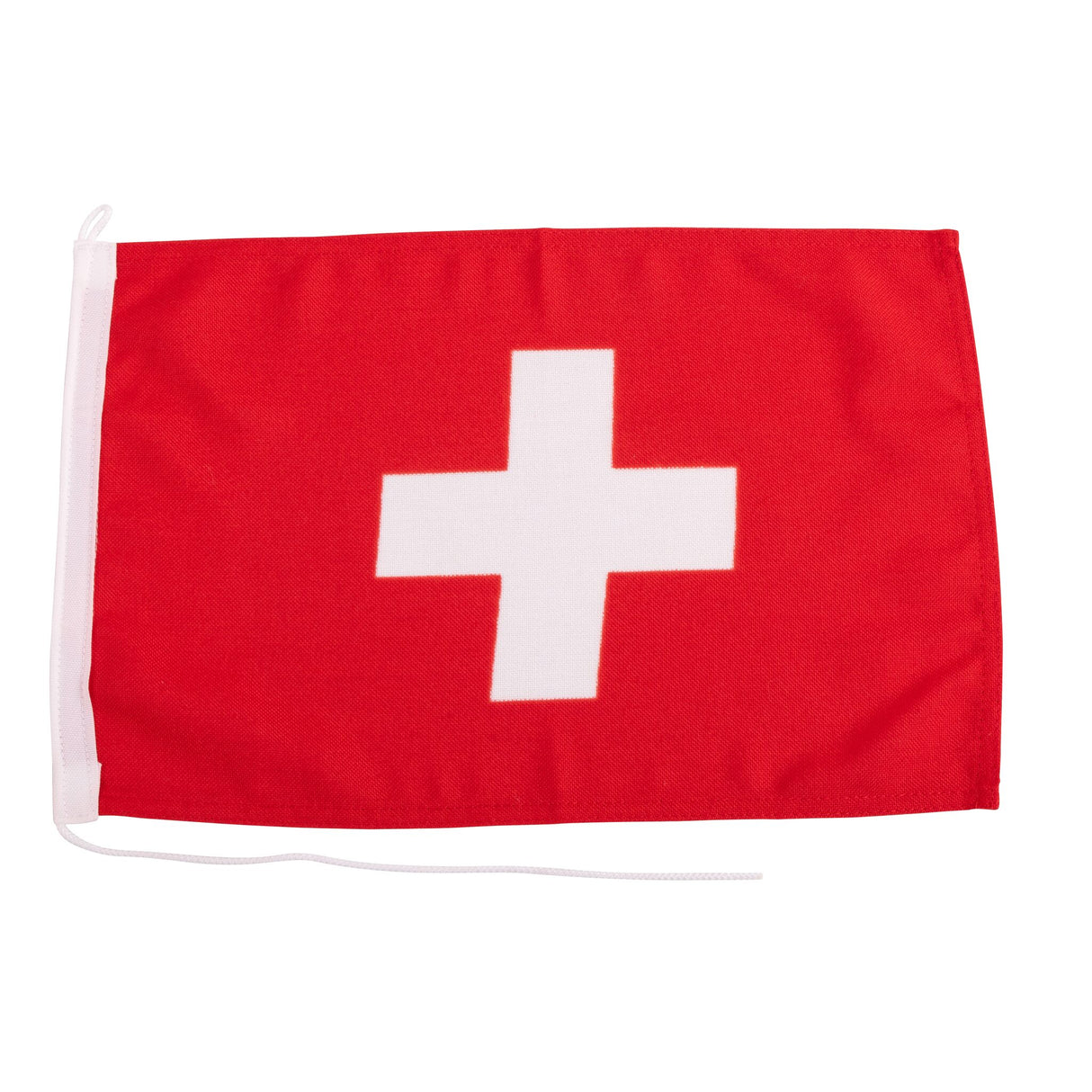 Nationalflagge Schweiz aus farbechtem Spun-Polyester, langlebige Gastlandflagge, mit Ösen und Bändchen - 20x30 - 60x90 cm (Optional mit Ösen und Bändchen)