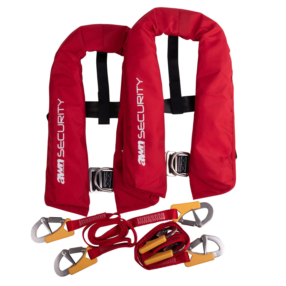 awn Rettungsweste-Set Security 150N, Schwimmweste, inkl. 2 Lifelines, einfach bedienbare Karabiner
