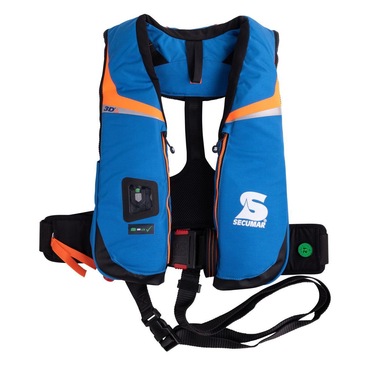 SECUMAR Rettungsweste 275N 3D-Schwimmkörper, Schwimmweste, ergonomische Passform mit Harness und LED-Leuchte