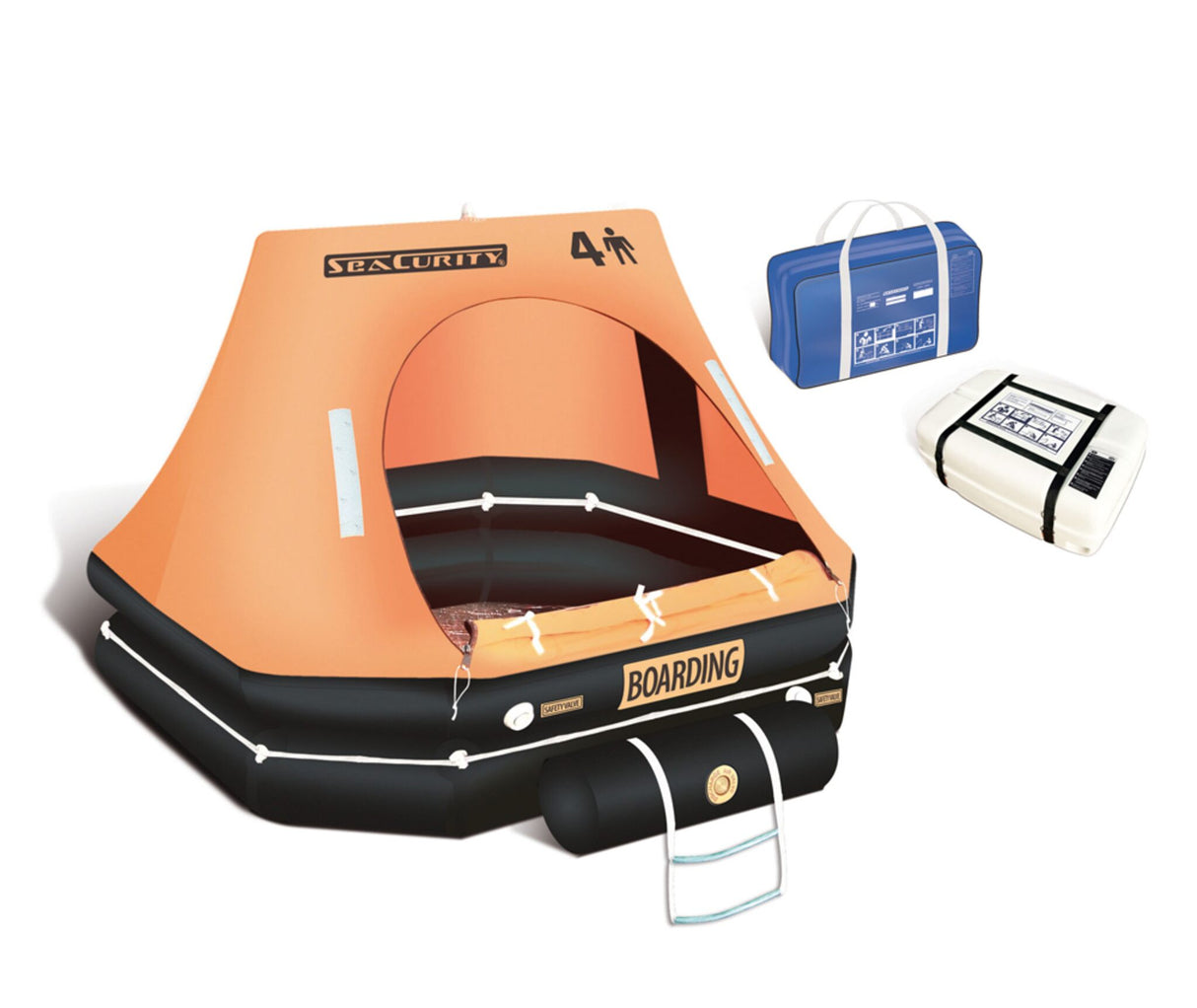 SeaCurity Rettungsinsel ISO 9650, selbstaufblasende Rettungsinsel, hohe Stabilität in starken Wellen, inkl. Inflatable Boarding Ramp - 4 - 8 Personen