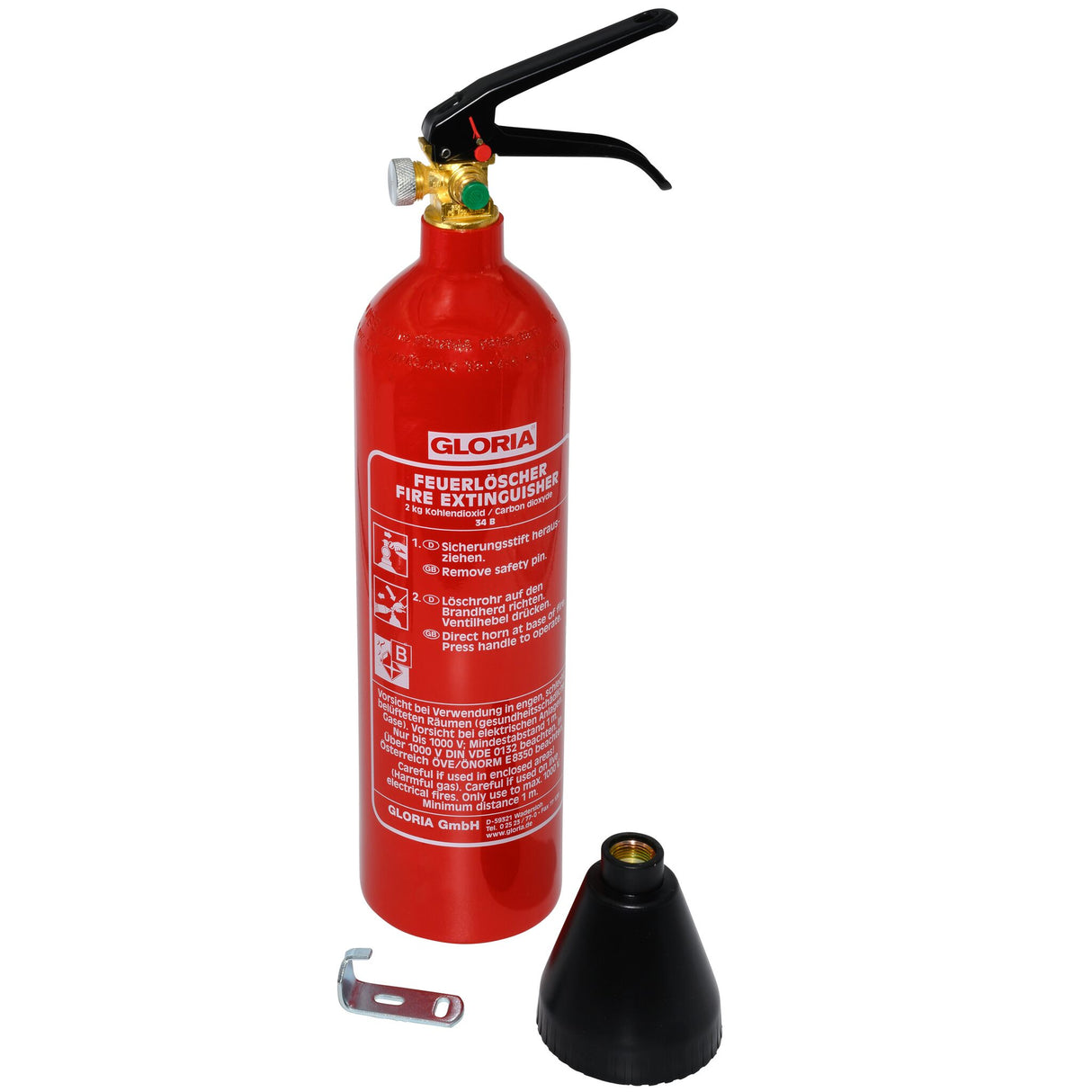 GLORIA Kohlendioxidlöscher 2 kg Aluminium, Feuerlöscher für Brandklasse B, natürlich und rückstandsfrei