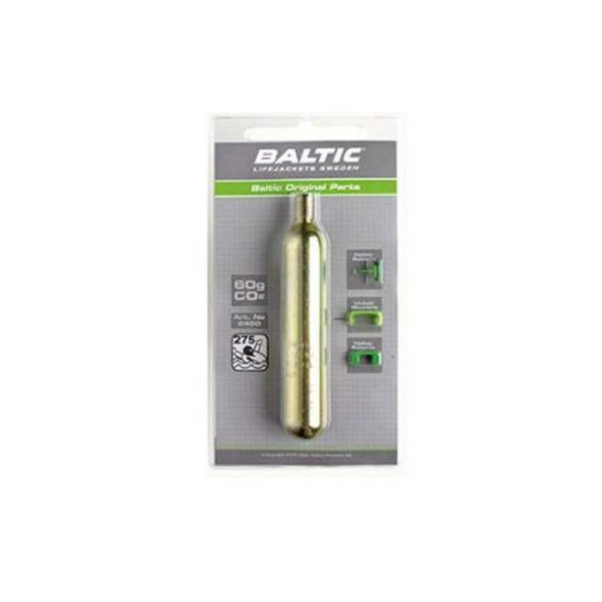 BALTIC Ersatzpatrone CO2-Zylinder 60 g Automatik-Rettungsweste, Sicherheitsclips