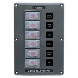 Blue Sea System Schaltpaneel 15A, beleuchtet, Überstromschutz, Wasserabweisend, einfach zu installieren - 4 oder 6 Schalter (Optional mit USB)
