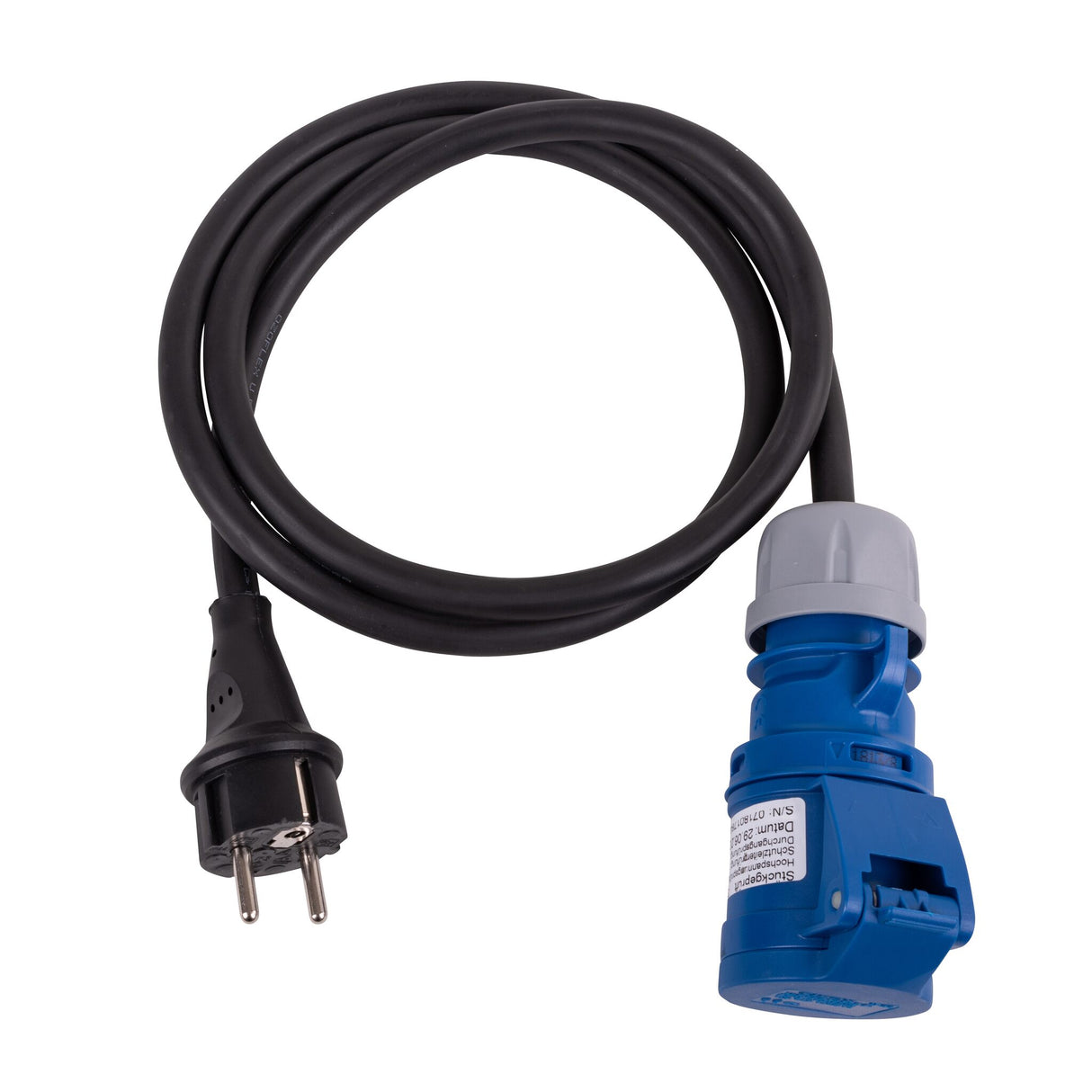 Adapterkabel CEE 1,5m 3-polig mit Kupplung, Verbindungskabel, Vollgummiummantelung